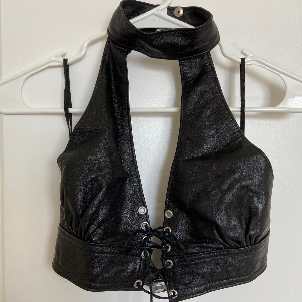 leather halter top